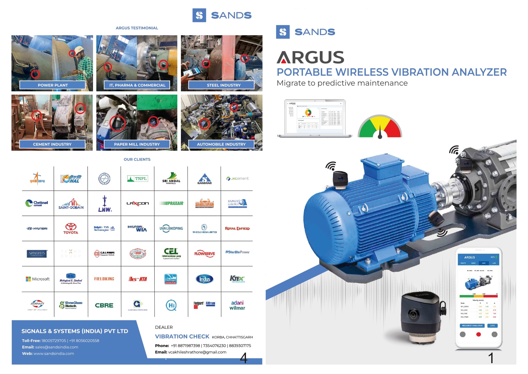 ARGUS portable wireless vibration analyzer — industry applications and clients